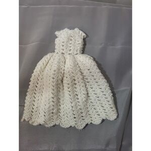 Vintage Barbie Doll Crochet Knit Dress White Clothes